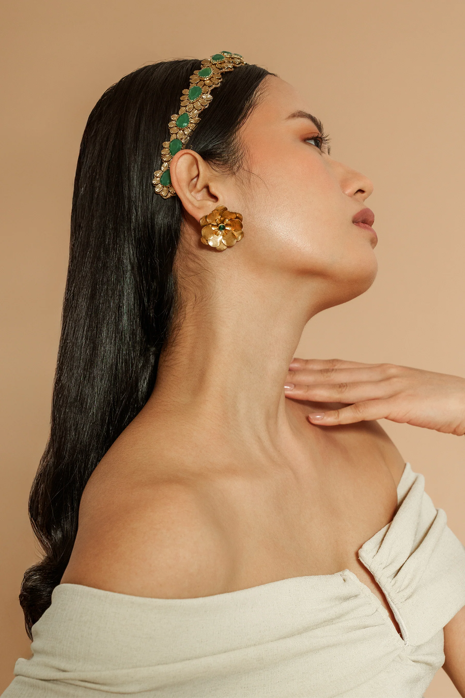 Deepa Gurnani Jemena Earrings - Emerald - Image 2