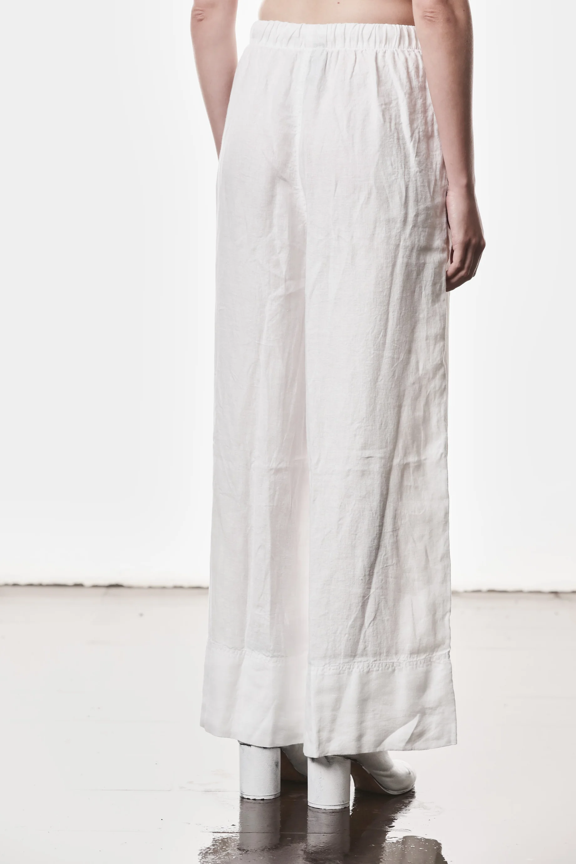Thom Krom Wide Leg Linen Trousers - Off White - Image 3