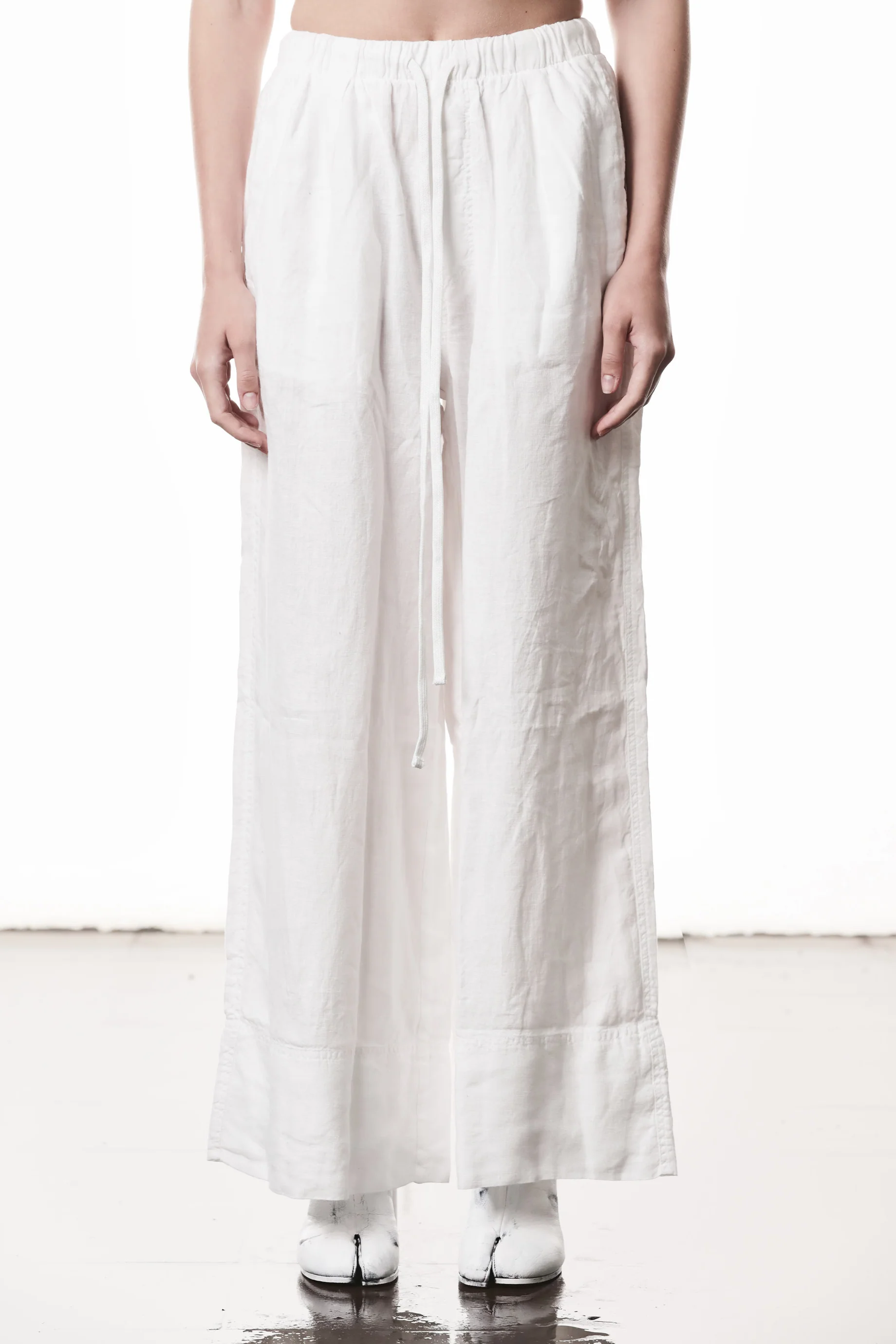 Thom Krom Wide Leg Linen Trousers - Off White - Image 4